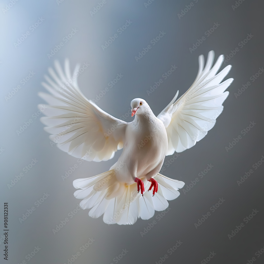 Obraz premium Pure White Dove in Graceful Mid-Flight