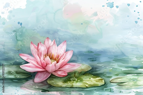 Water Lily in Bloom on a Calm Pond