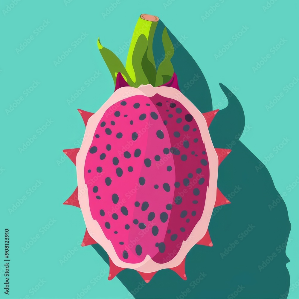 Dragon fruit flat design top view exotic theme animation Triadic Color Scheme