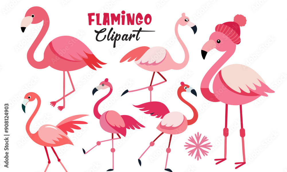 Obraz premium Flamingo Winter Dancing Clipart Collection