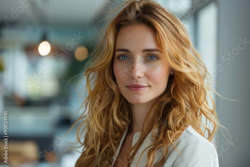 Wallpaper Mural Business woman looking at the camera as she stands in an office, Generative AI Torontodigital.ca