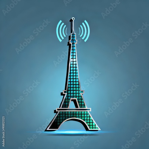 Vibrant Eiffel Tower Travel Logo photo