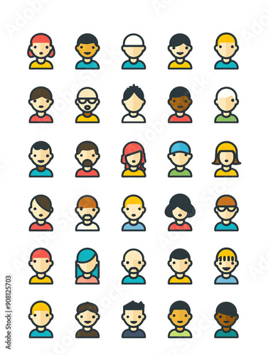 A Collection of Diverse Cartoon Profile Icons., generative ai image