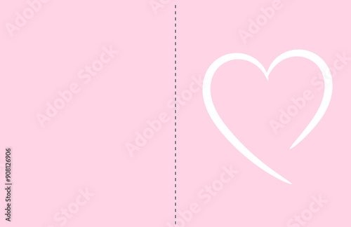 Heart Card Template with Dashed Fold Line