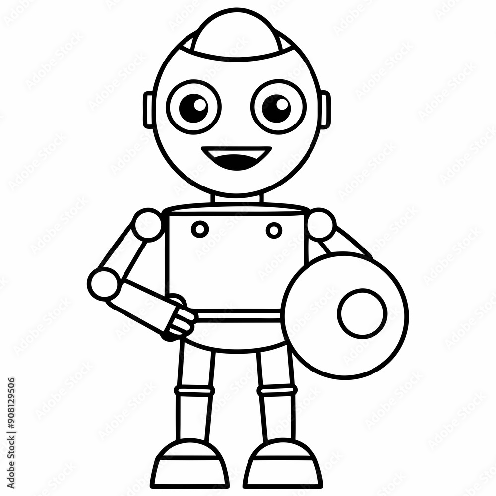 Cute cartoon robot with a drum Cute cartoon robot with a drum
