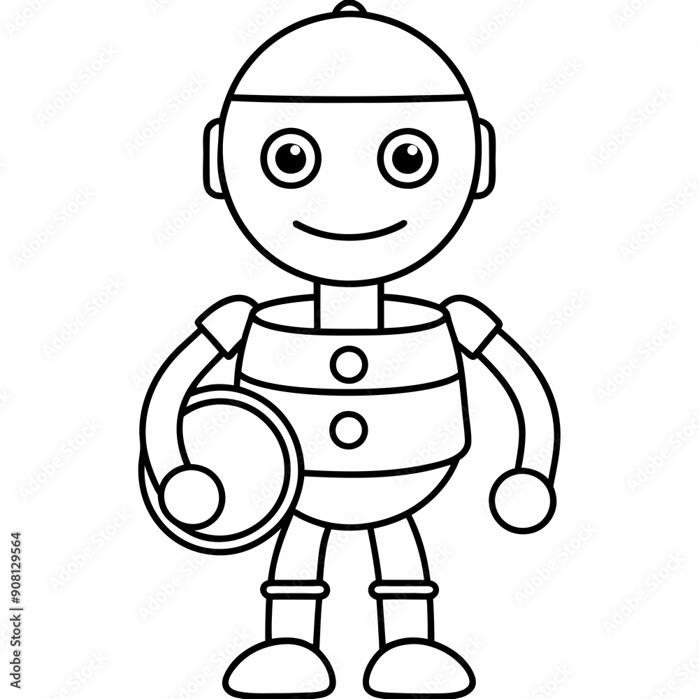 Cute cartoon robot with a drum Cute cartoon robot with a drum