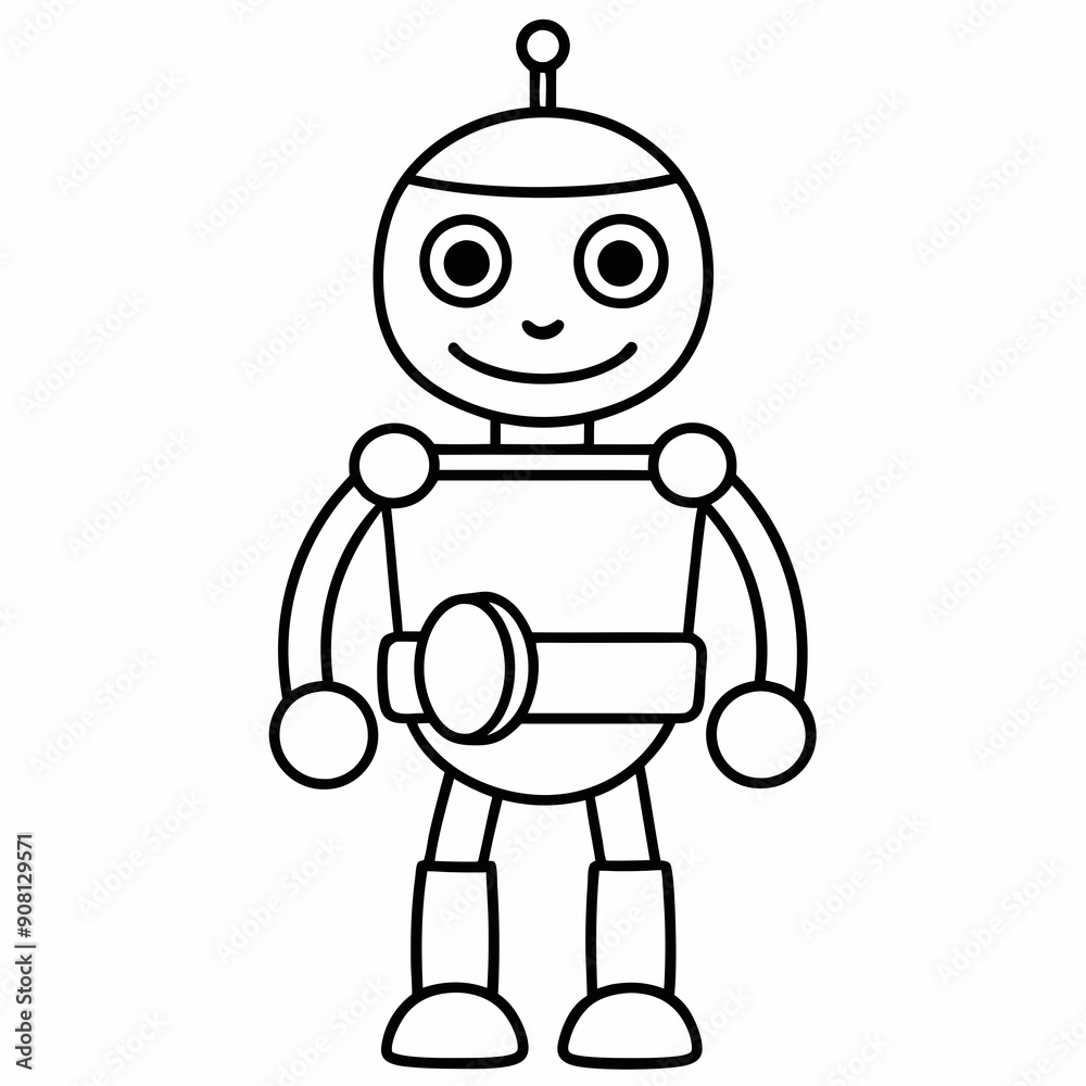 Cute cartoon robot with a drum Cute cartoon robot with a drum