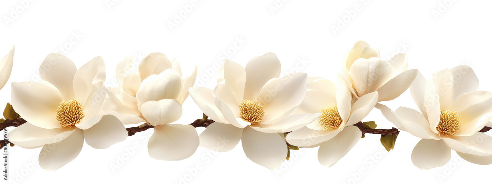 A white flower arrangement with four flowers on a white background A white flower arrangement with four flowers on a white background