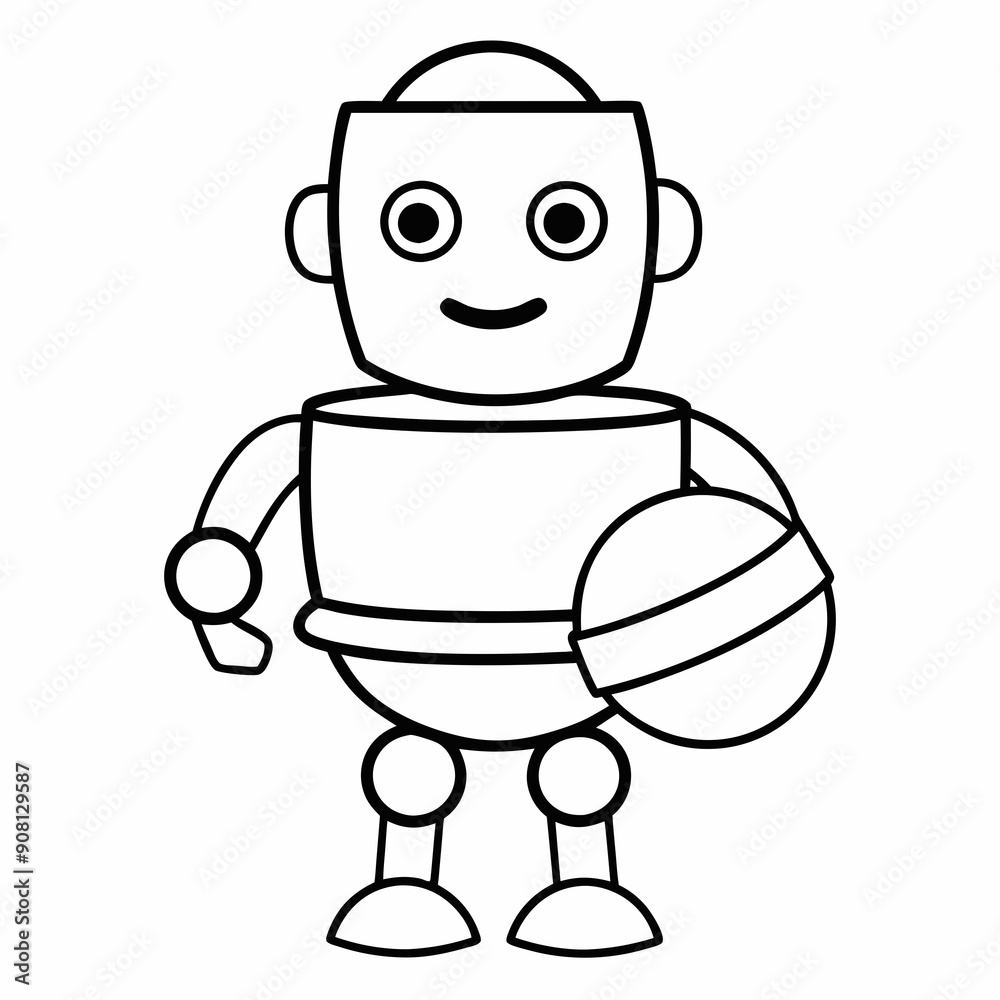 Cute cartoon robot with a drum Cute cartoon robot with a drum