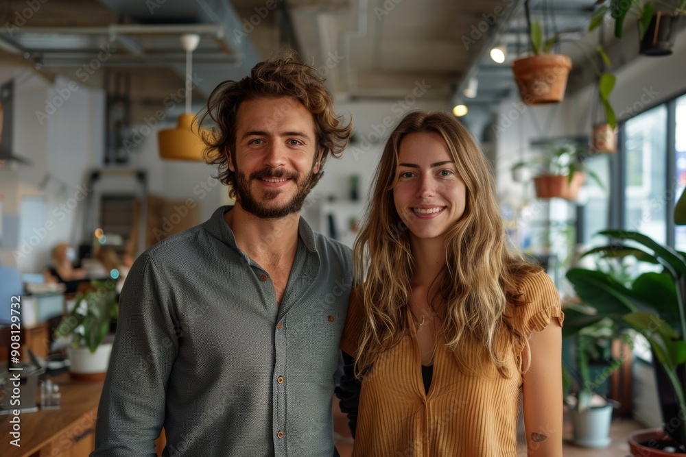 Portrait of two business professionals working as a team in a modern office, Generative AI Portrait of two business professionals working as a team in a modern office, Generative AI