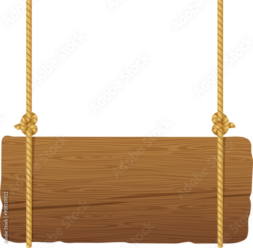 Hanging wooden signboard template. Textured vintage board