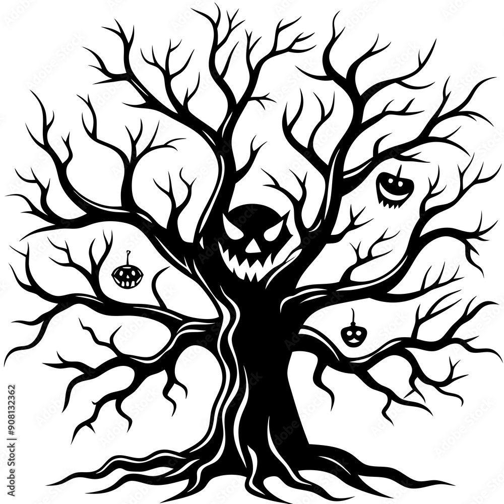 Horror Halloween Tree vector Horror Halloween Tree vector
