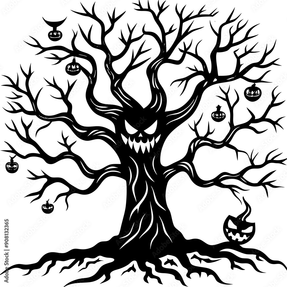 Horror Halloween Tree vector Horror Halloween Tree vector