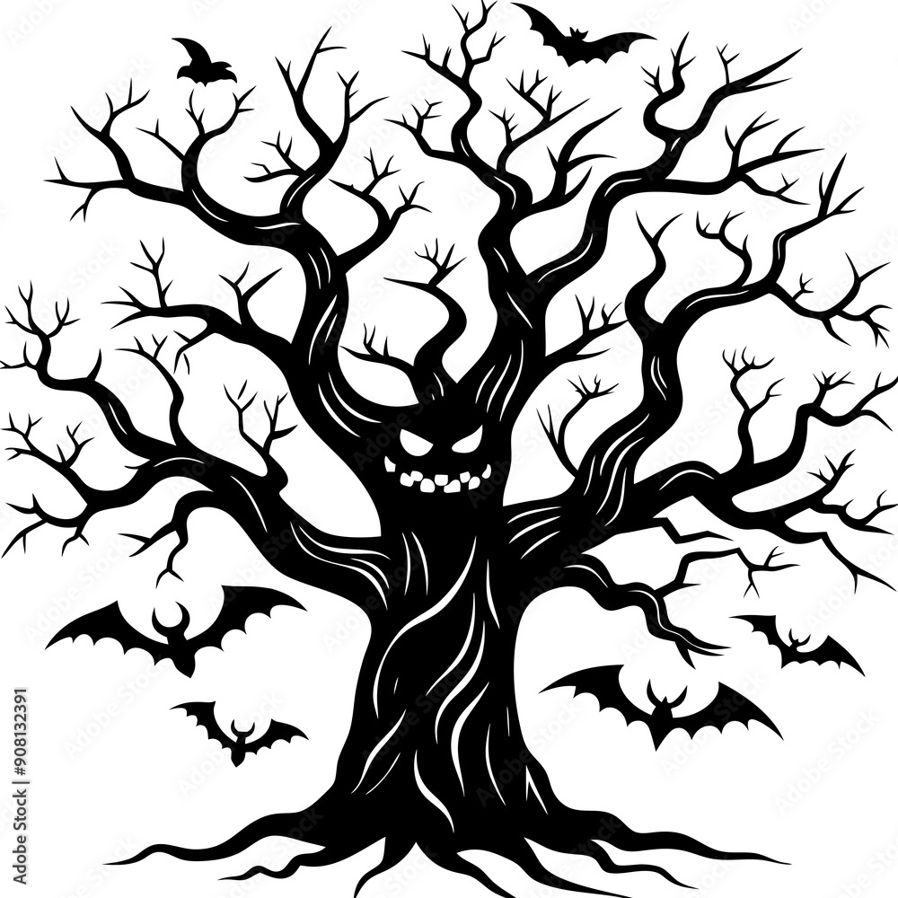 Horror Halloween Tree vector Horror Halloween Tree vector