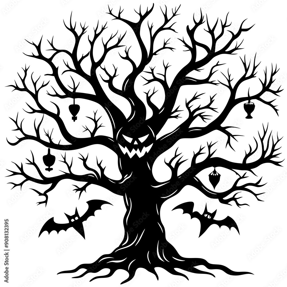 Horror Halloween Tree vector Horror Halloween Tree vector