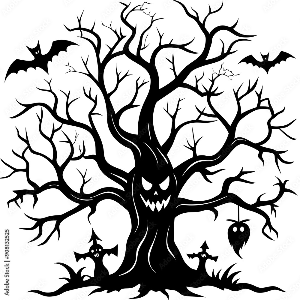 Horror Halloween Tree vector