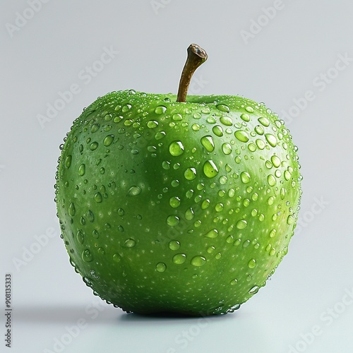 Green apple on white background. Created with Generative AI photo