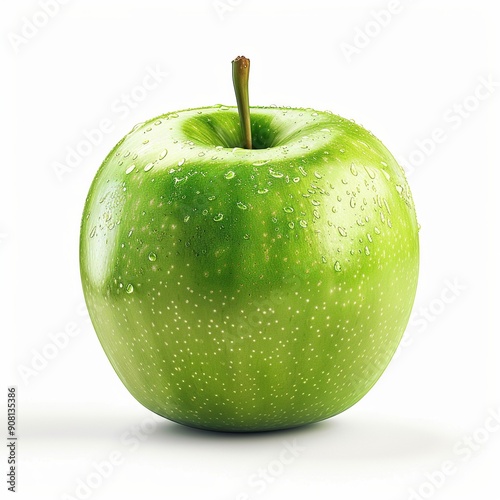 Green apple on white background. Created with Generative AI photo