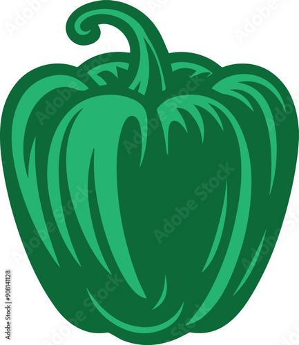 Green capsicum vector art illustration.