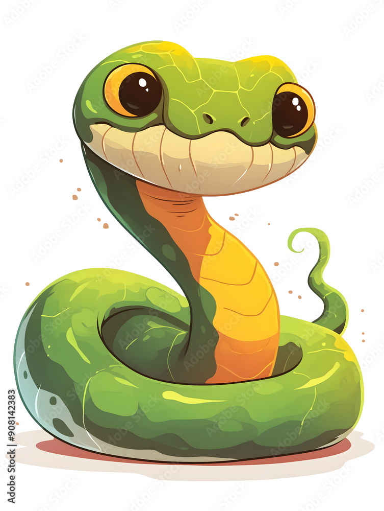 Fototapeta premium Cute Cartoon Snake isolated on a white background