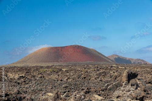 Obraz na płótnie Typical Lanzarote landscape with an extinct volcano in the background, Canary Islands w salonie