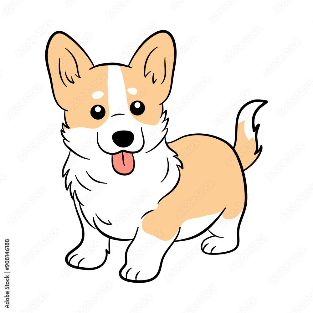 delightful Corgi, illustrated in an adorable kawaii style with a cheerful look and playful posture, is perfect for adding a touch of joy to any creation delightful Corgi, illustrated in an adorable kawaii style with a cheerful look and playful posture, is perfect for adding a touch of joy to any creation