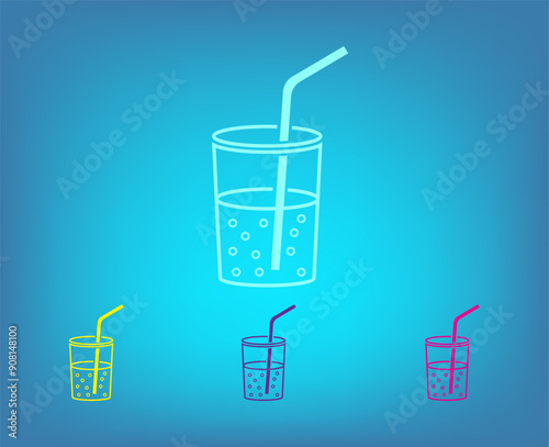 Vector color icons on blue background with gradient