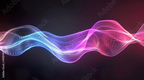 Abstract 3D pattern of sound waves in vibrant colors, 3D background music, dynamic and captivating.