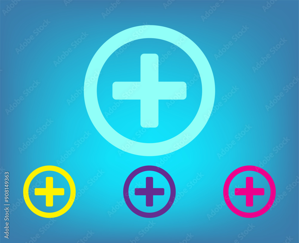 Obraz premium Vector color icons on blue background with gradient