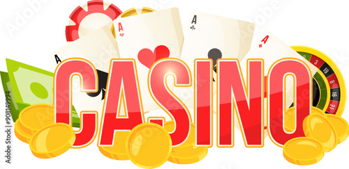 Casino logo. Money jackpot in gambling games emblem