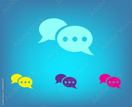 Vector color icons on blue background with gradient