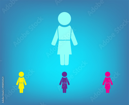 Vector color icons on blue background with gradient