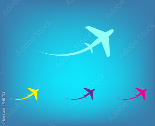 Vector color icons on blue background with gradient