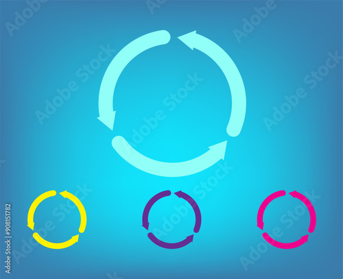 Vector color icons on blue background with gradient