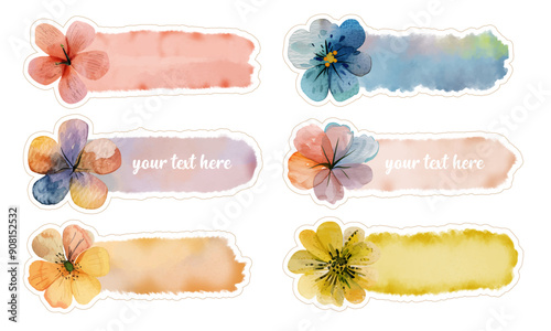 Name Tag Set With Beautiful Flower Ornament