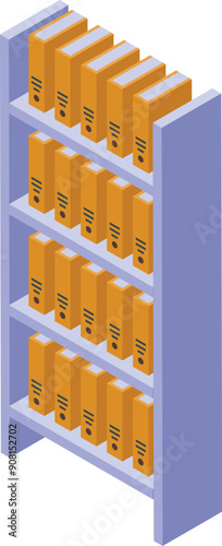 Office shelf storing files is showing organizing concept in isometric view