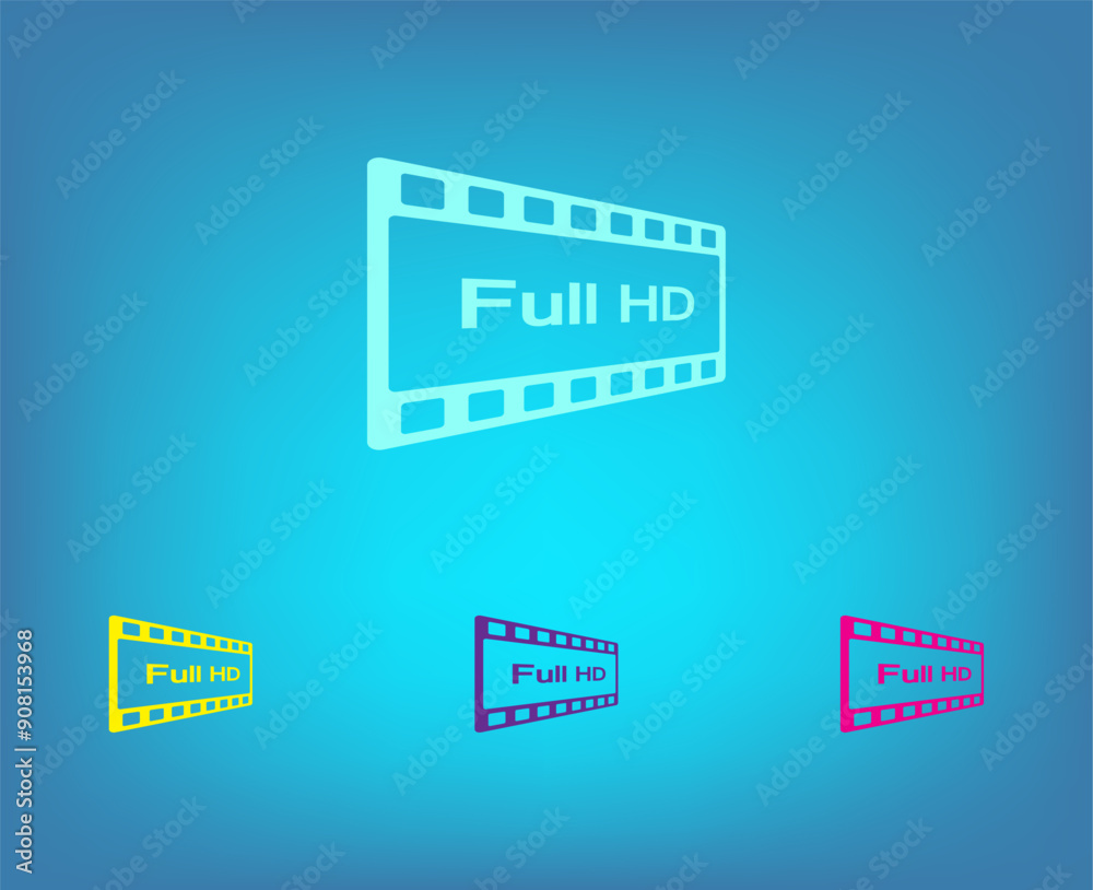 Fototapeta premium Vector color icons on blue background with gradient