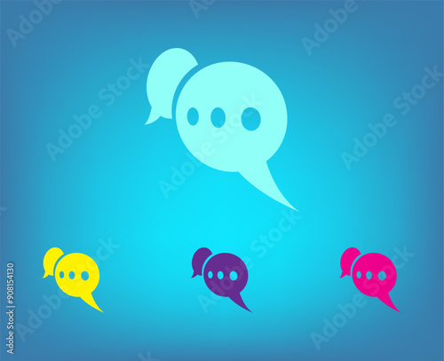 Vector color icons on blue background with gradient