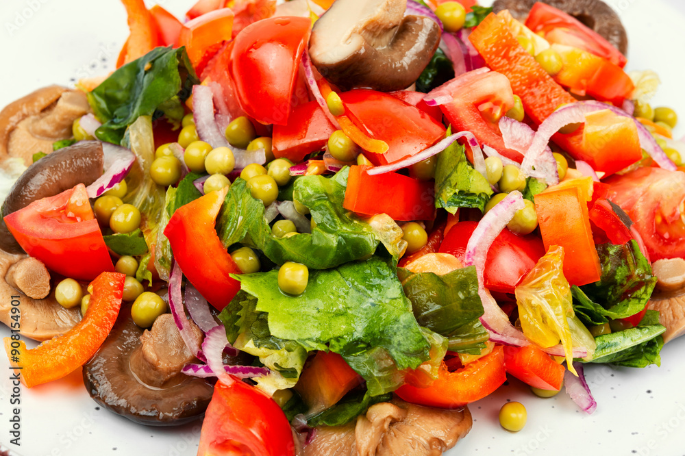 Salad with salted mushrooms.