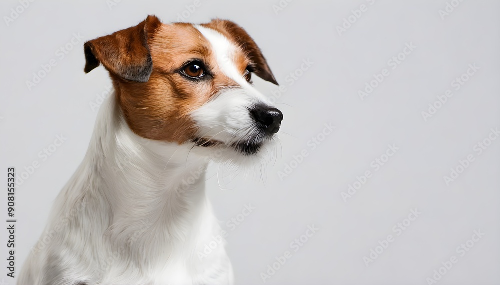 A view of a Jack Russell Terrier on a plain background A view of a Jack Russell Terrier on a plain background