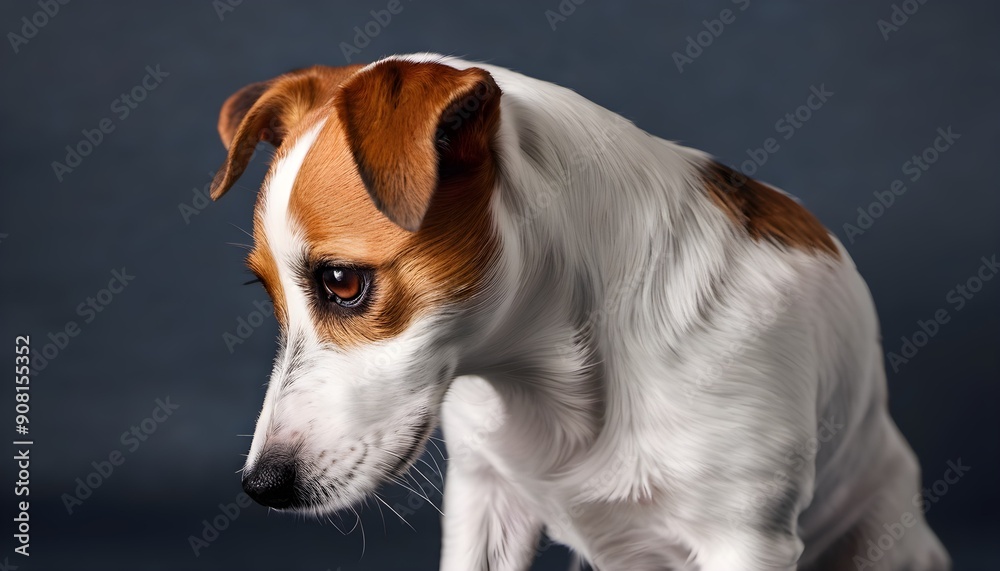A view of a Jack Russell Terrier on a plain background A view of a Jack Russell Terrier on a plain background