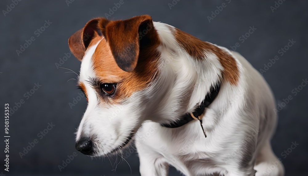 A view of a Jack Russell Terrier on a plain background A view of a Jack Russell Terrier on a plain background