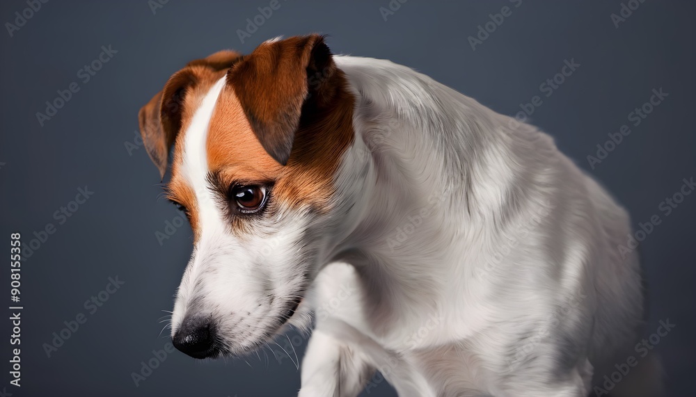 A view of a Jack Russell Terrier on a plain background A view of a Jack Russell Terrier on a plain background