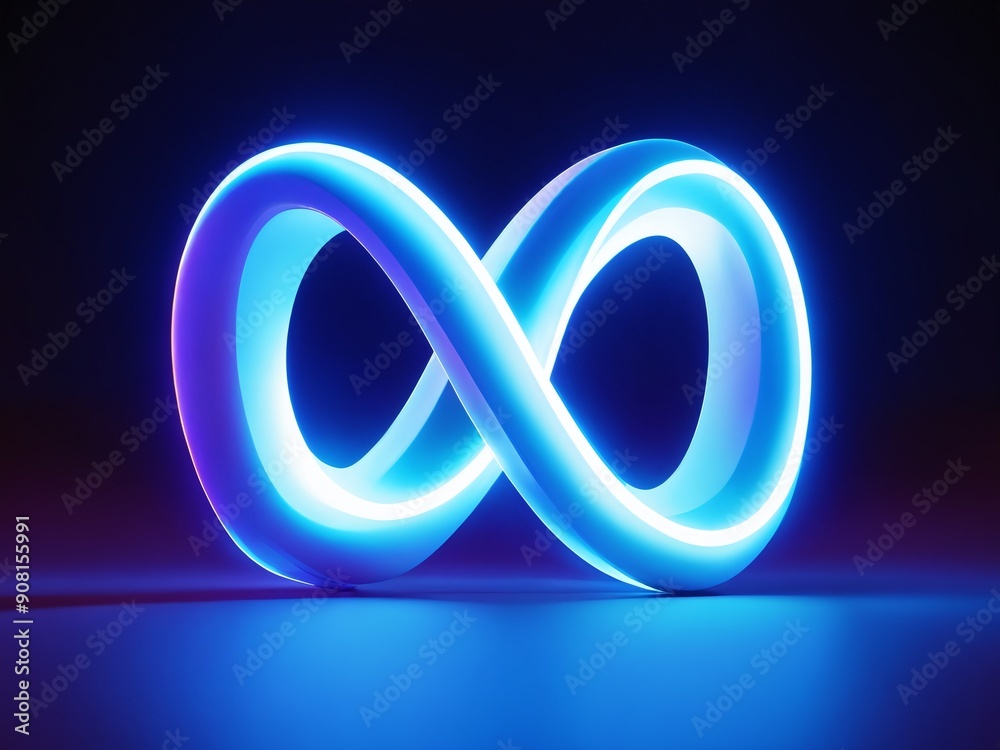 Glowing infinity symbol shines brightly against a dark background at night Glowing infinity symbol shines brightly against a dark background at night