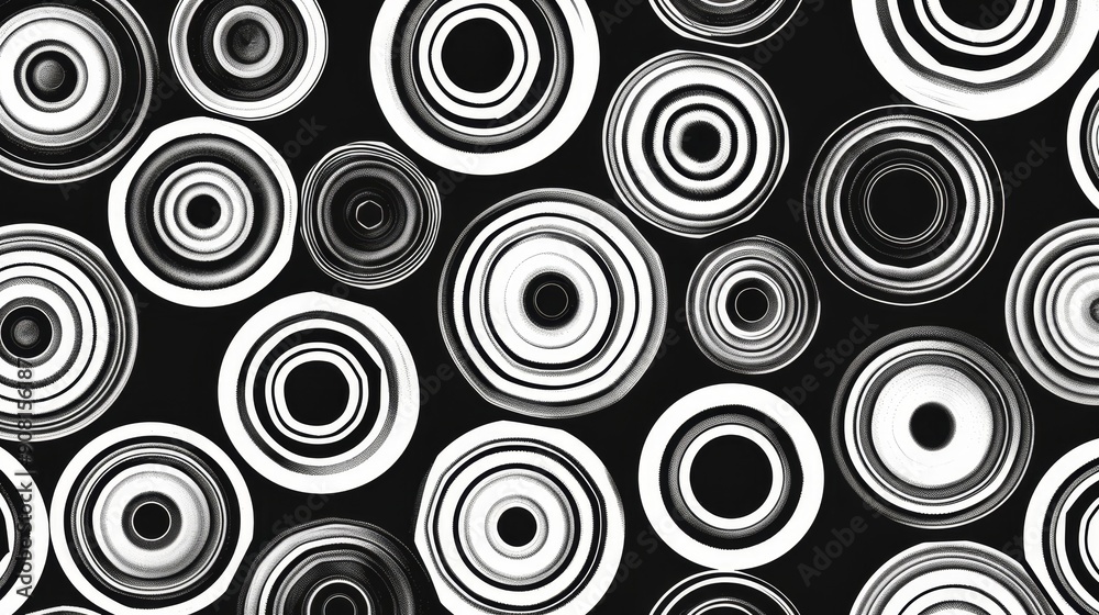 Black and white abstract circles pattern background art. Black and white abstract circles pattern background art.