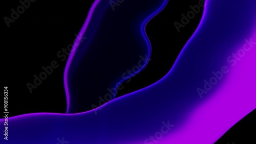 Slowly moving abstract liquid shapes in a vibrant neon purple and blue gradient. Smooth, flowing animation on a dark background for modern and futuristic projects.