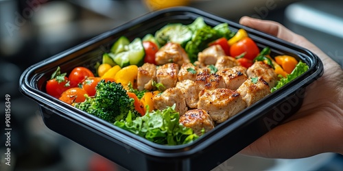 Fresh Fitness Meal in Hand Ready for Healthy Eating © BG_Illustrations