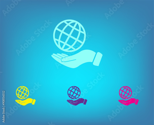 Vector color icons on blue background with gradient
