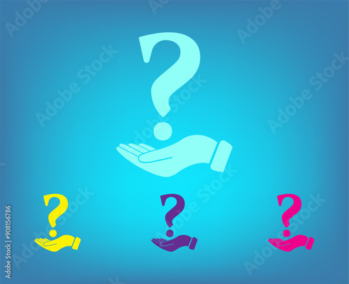 Vector color icons on blue background with gradient