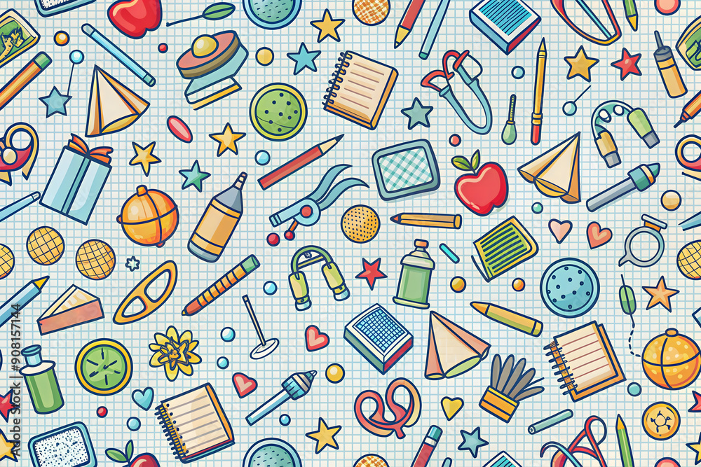 Physics and chemistry sciences pattern for education design with seamless background of laboratory equipment, flasks, books, pencils, rulers, idea light bulbs, gears, molecules and hourglasses
Physics and chemistry sciences pattern for education design with seamless background of laboratory equipment, flasks, books, pencils, rulers, idea light bulbs, gears, molecules and hourglasses